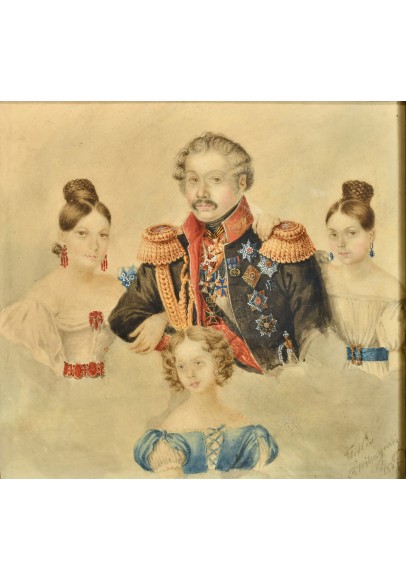 Вильчинский Роман (1807-1846).  «Барон Розен Григорий Владимирович (1782-1841) с дочерями».