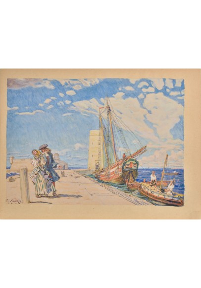 Лансере Евгений Евгеньевич (1875-1946). "Прогулка на молу". 